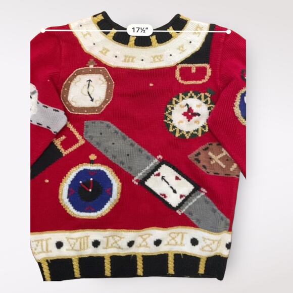 Berek Vintage 1991 Hand knit Clock Pima Cotton Sweater Size S‎ Got Time, Clock - Picture 6 of 7